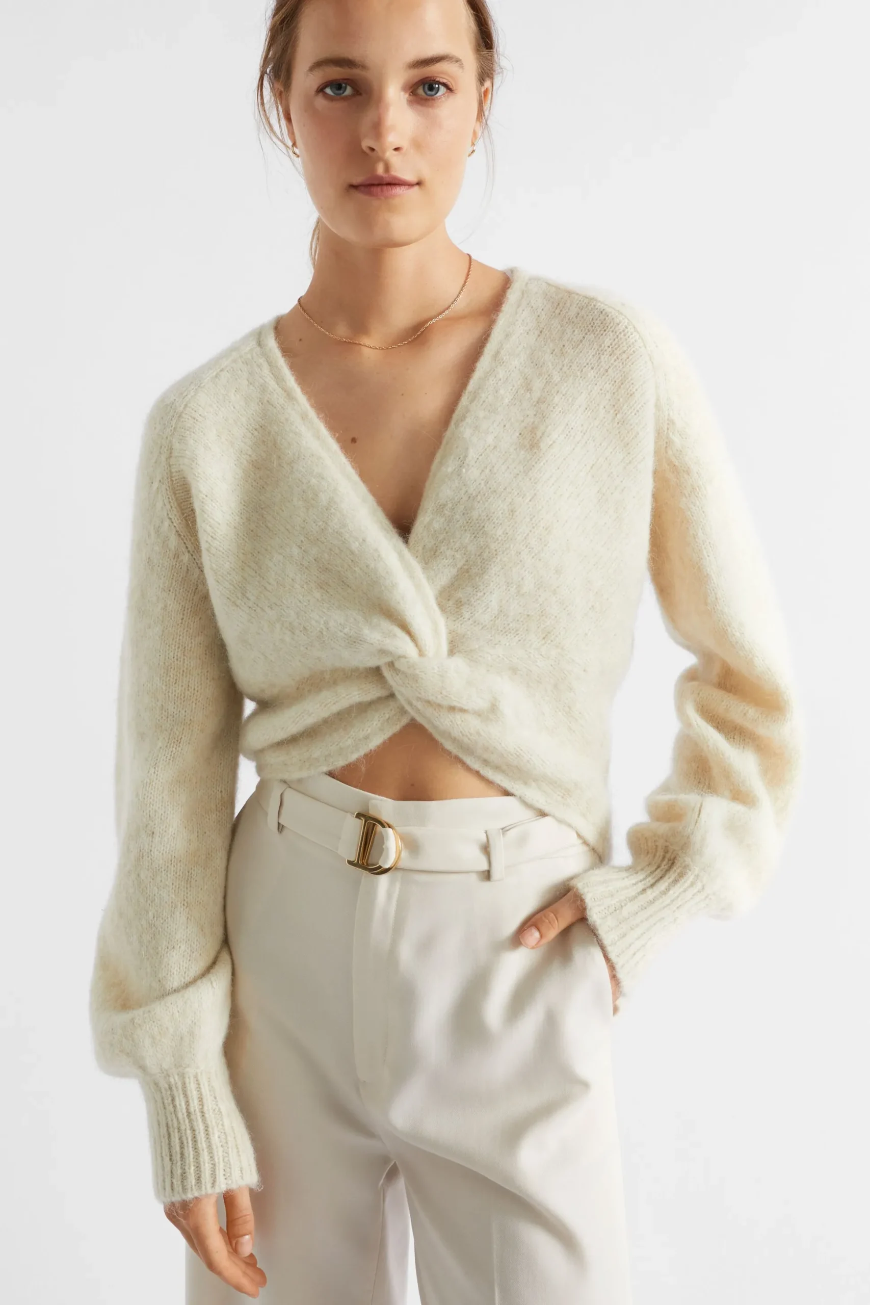 Seed Heritage Knitwear & Sweaters-Wool Blend Twist Knit Vanilla Cream Marle