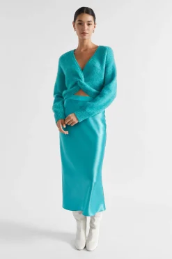 Seed Heritage Knitwear & Sweaters-Wool Blend Twist Knit Peacock Blue Marle