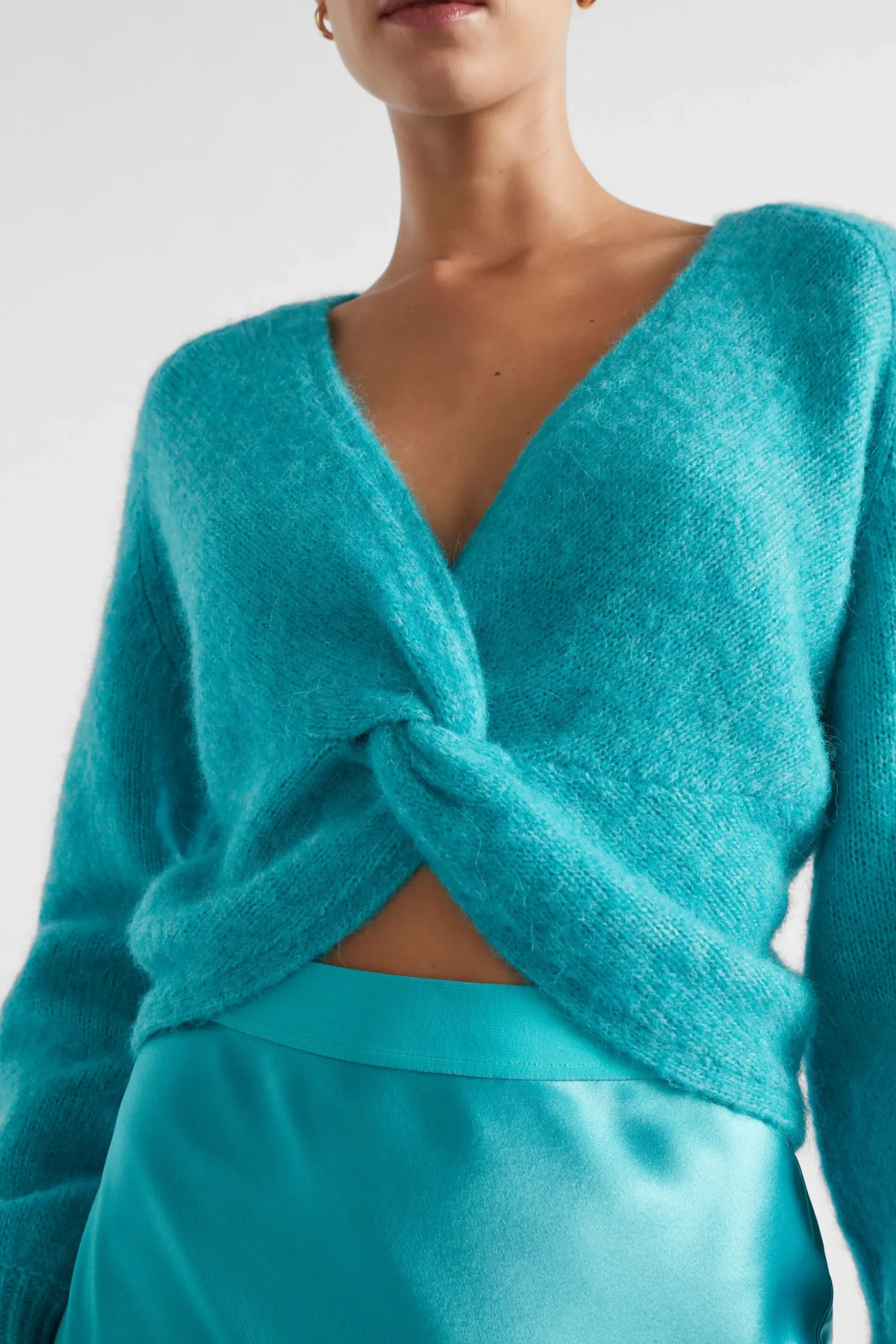 Seed Heritage Knitwear & Sweaters-Wool Blend Twist Knit Peacock Blue Marle