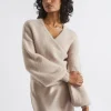 Seed Heritage Knitwear & Sweaters-Wool Blend Wrap Sweater Light Storm Marle