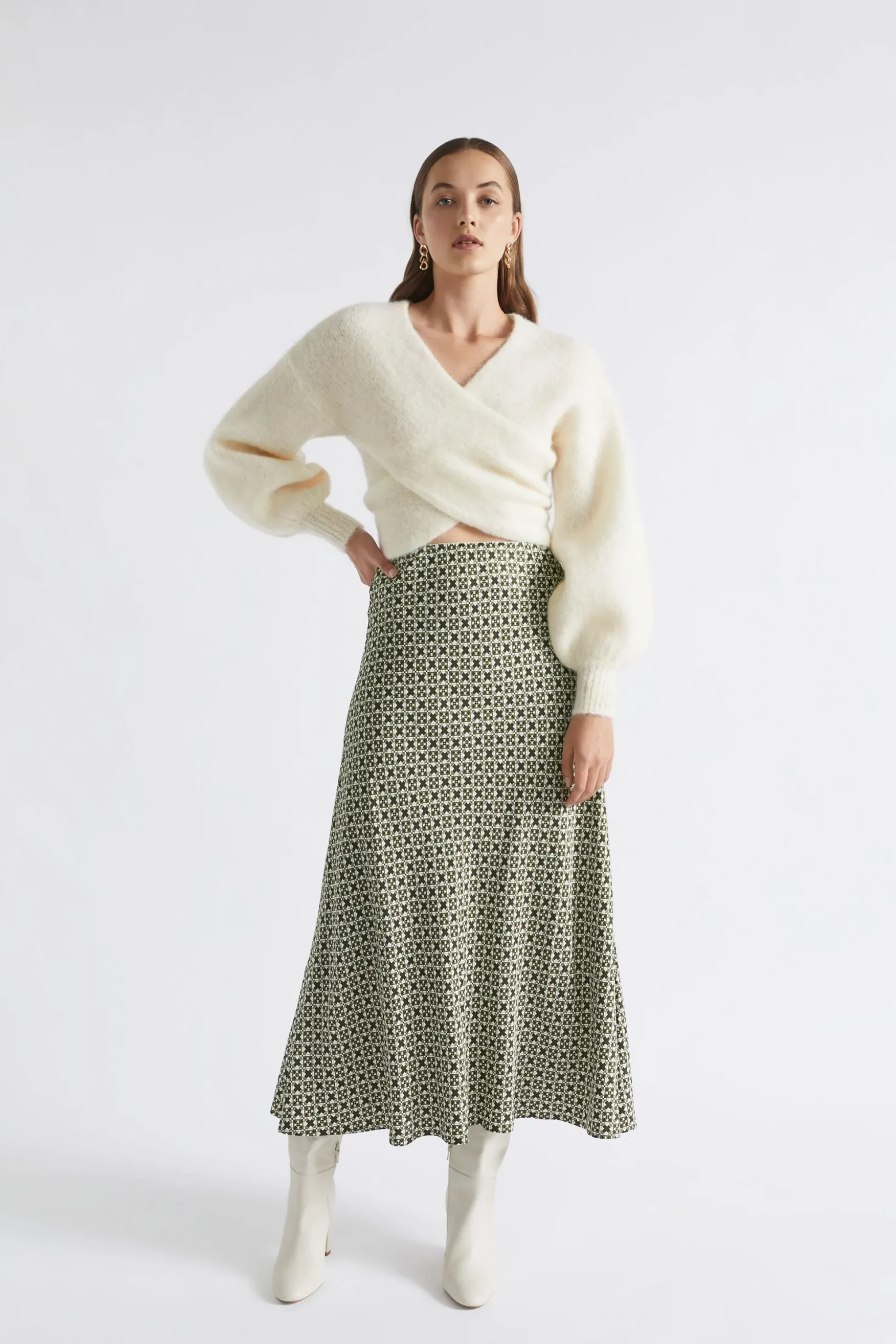 Seed Heritage Knitwear & Sweaters-Wool Blend Wrap Sweater Cloud Cream