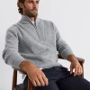 Seed Heritage T-Shirts & Sweaters-Zip Knit Sweater Grey Marle