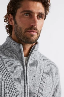 Seed Heritage T-Shirts & Sweaters-Zip Knit Sweater Grey Marle