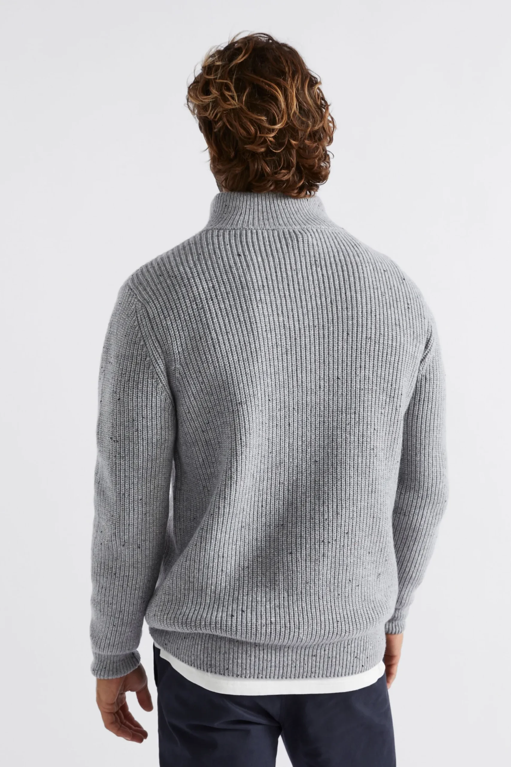 Seed Heritage T-Shirts & Sweaters-Zip Knit Sweater Grey Marle